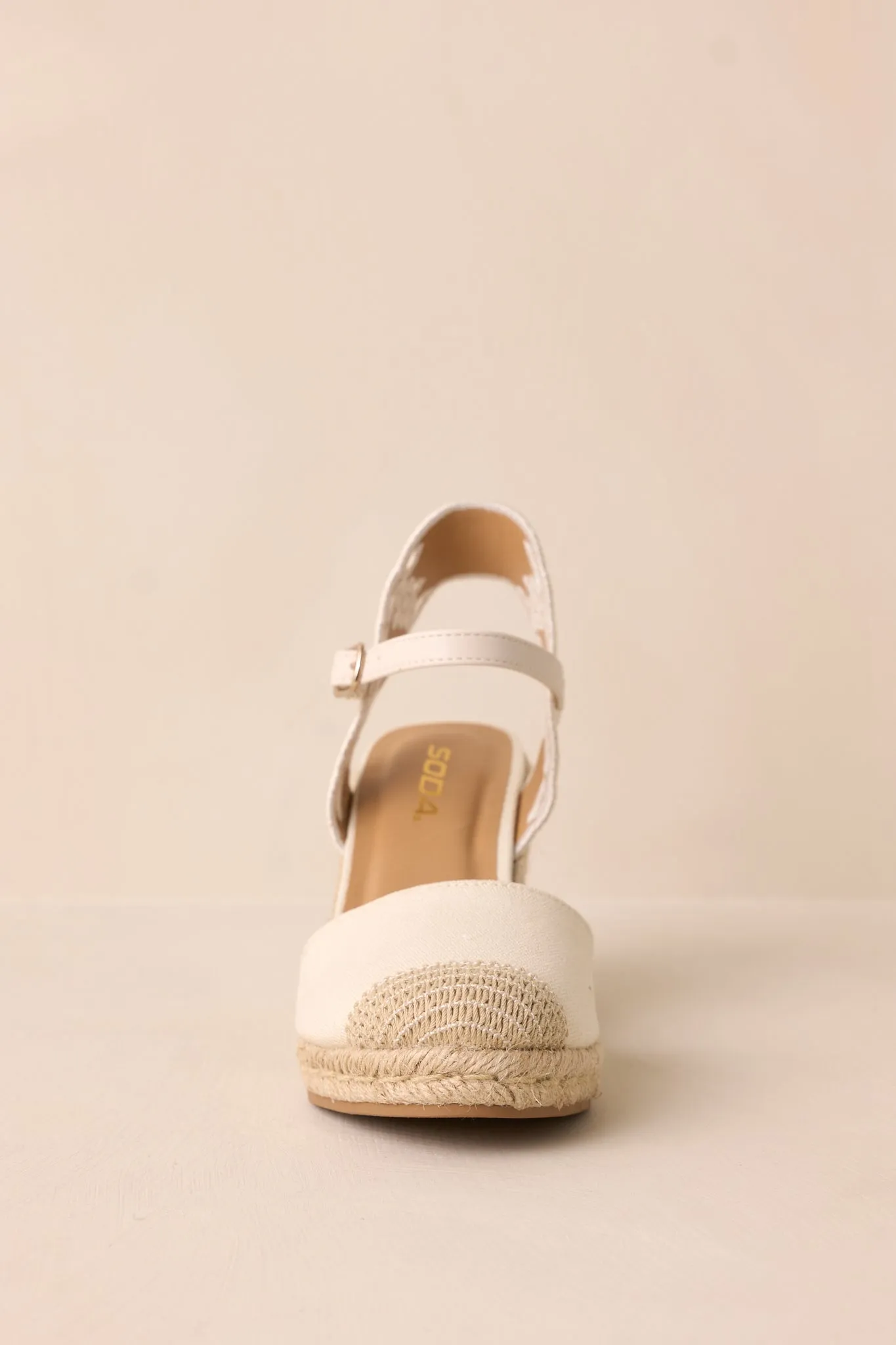 Along The Shore Beige Espadrille Platform Wedges