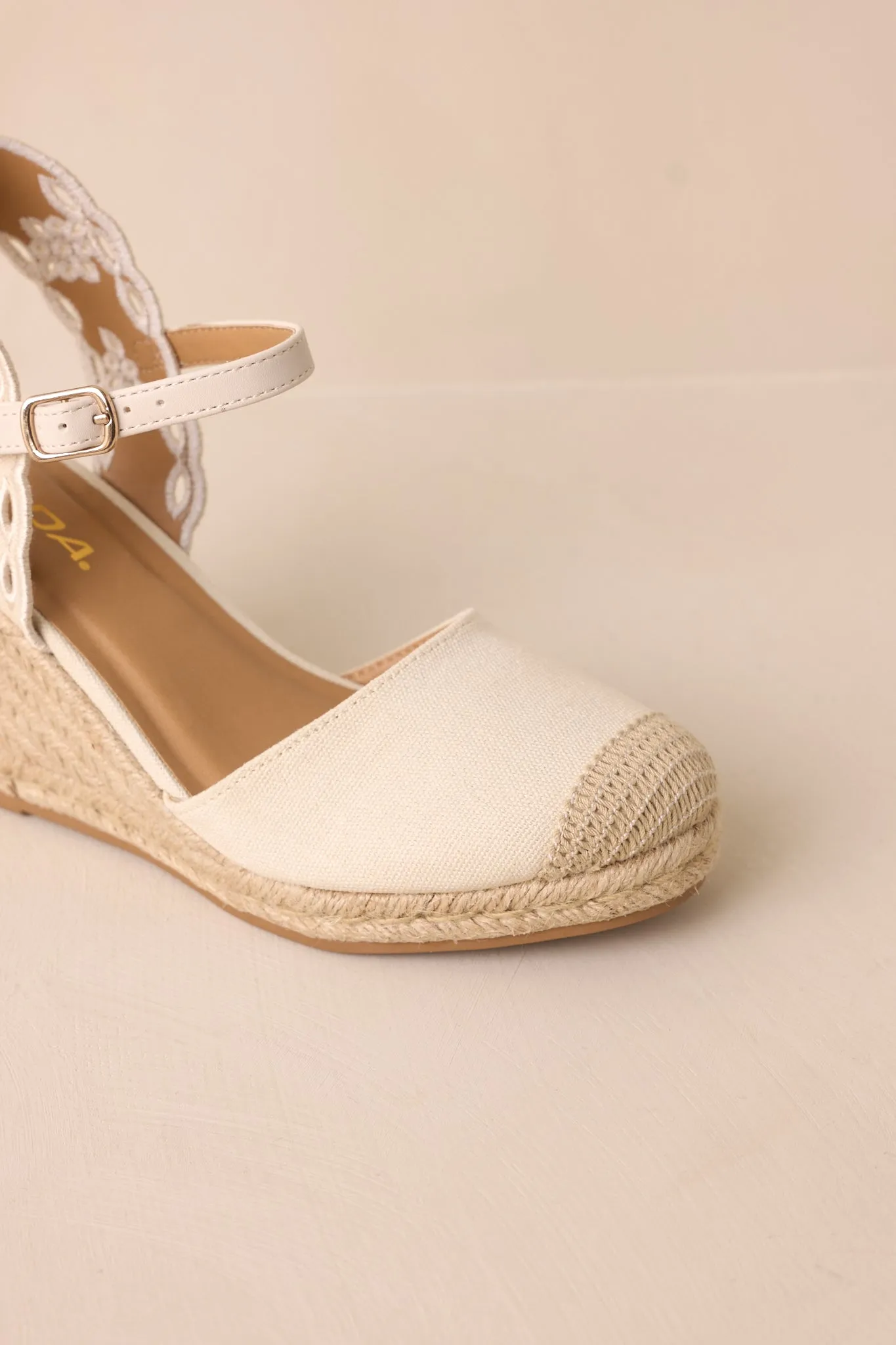 Along The Shore Beige Espadrille Platform Wedges