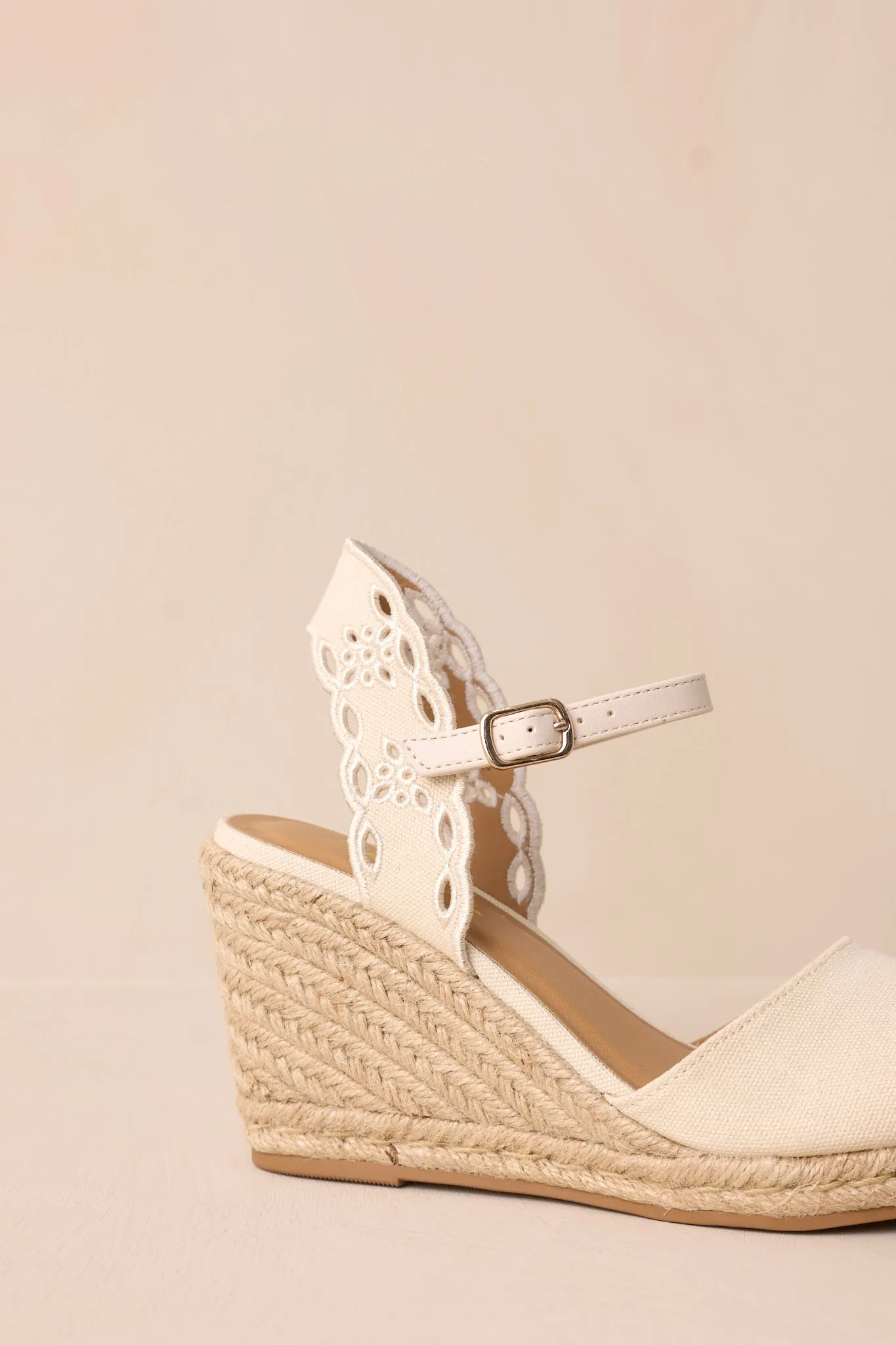 Along The Shore Beige Espadrille Platform Wedges