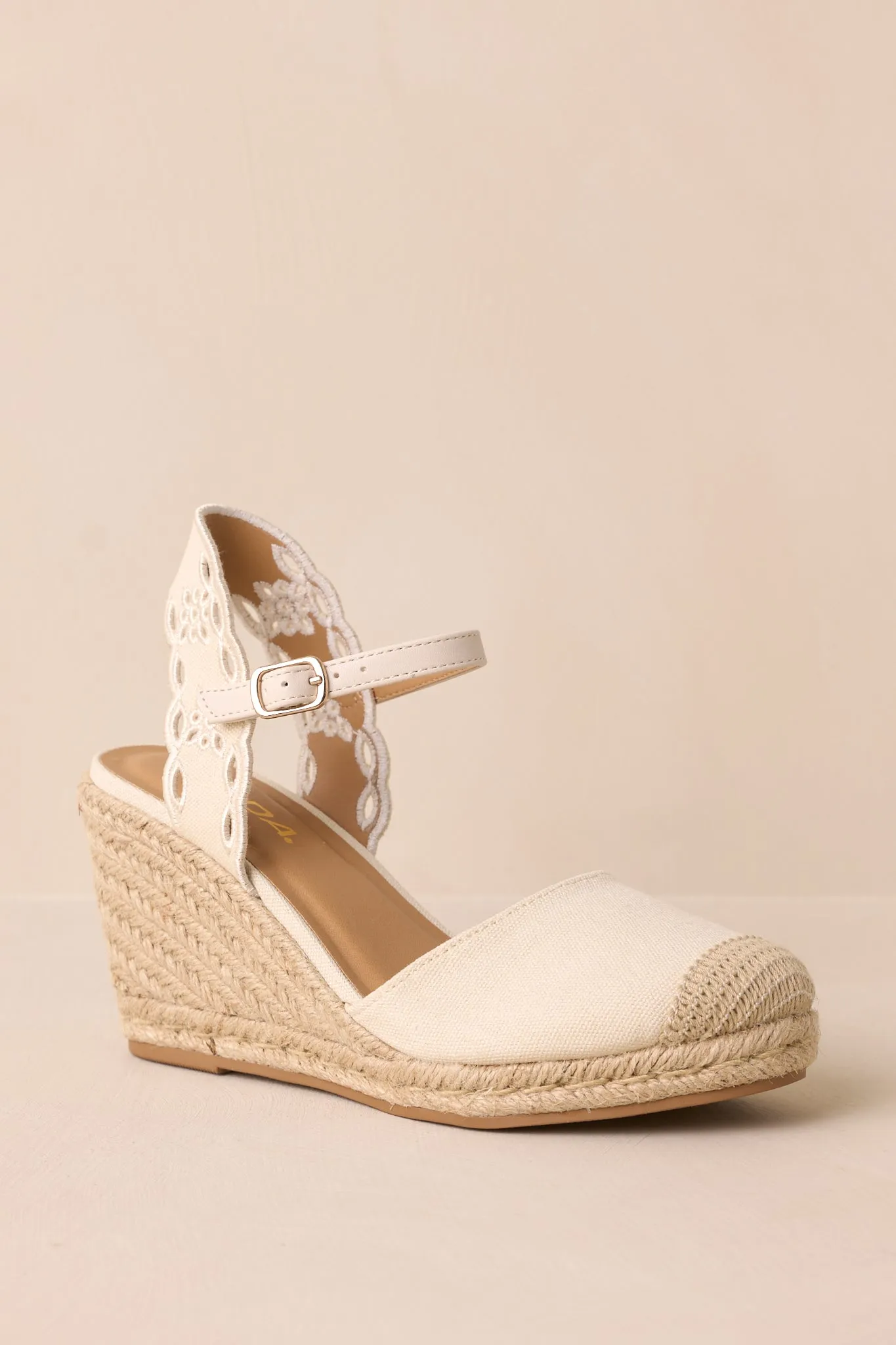 Along The Shore Beige Espadrille Platform Wedges