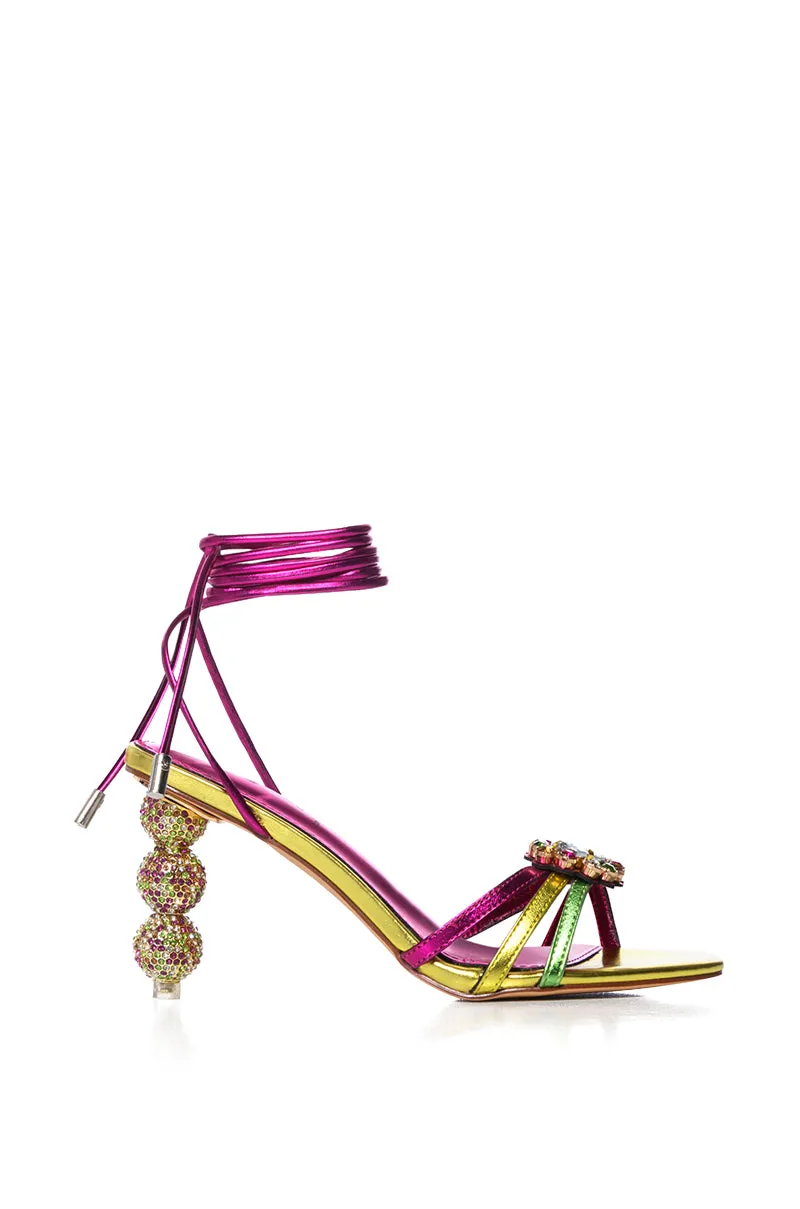 AZALEA WANG AUBRIELLE MULTI NOVELTY HEEL SANDAL