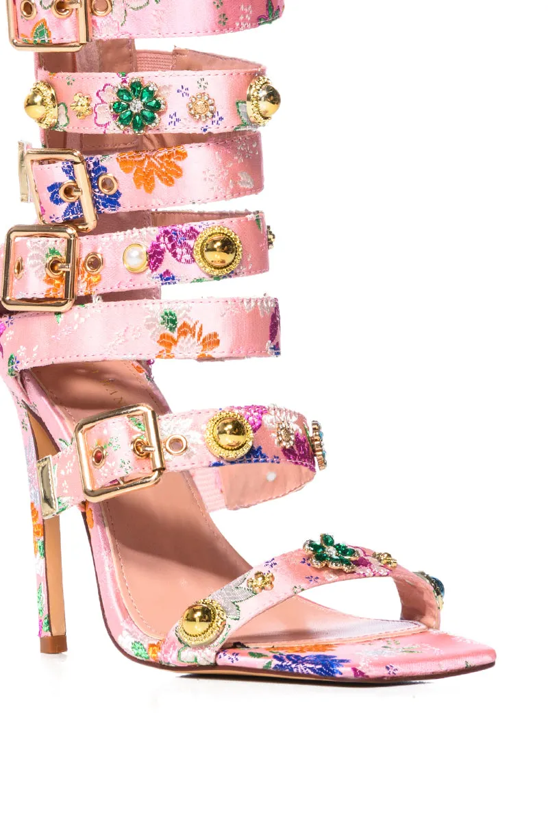 AZALEA WANG BASE EMBELLISHED GLADIATOR SANDAL IN PINK