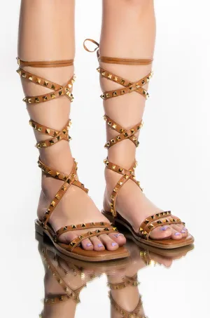 AZALEA WANG MADE FOR WALKING FLAT SANDAL IN TAN