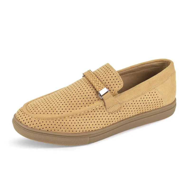 Beige Men's Loafer Slip-On Casual Shoes Suede Material Style No-6998