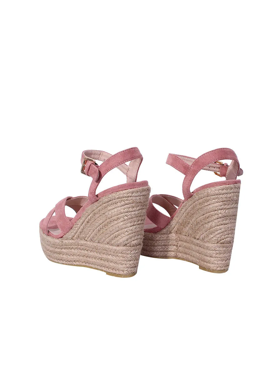 Blush Cross Strap Wedges