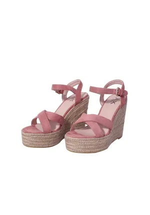 Blush Cross Strap Wedges