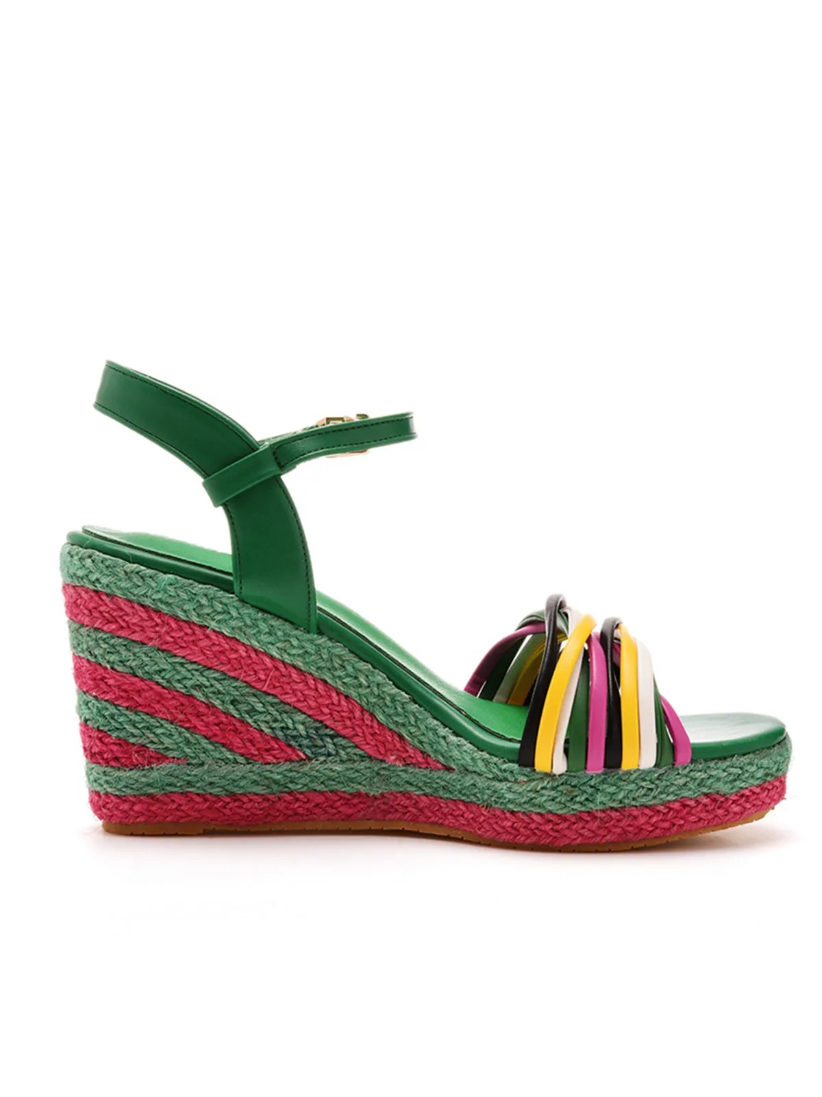 Bohemian Open Toe Platform Sandals Woven Straw Wedges