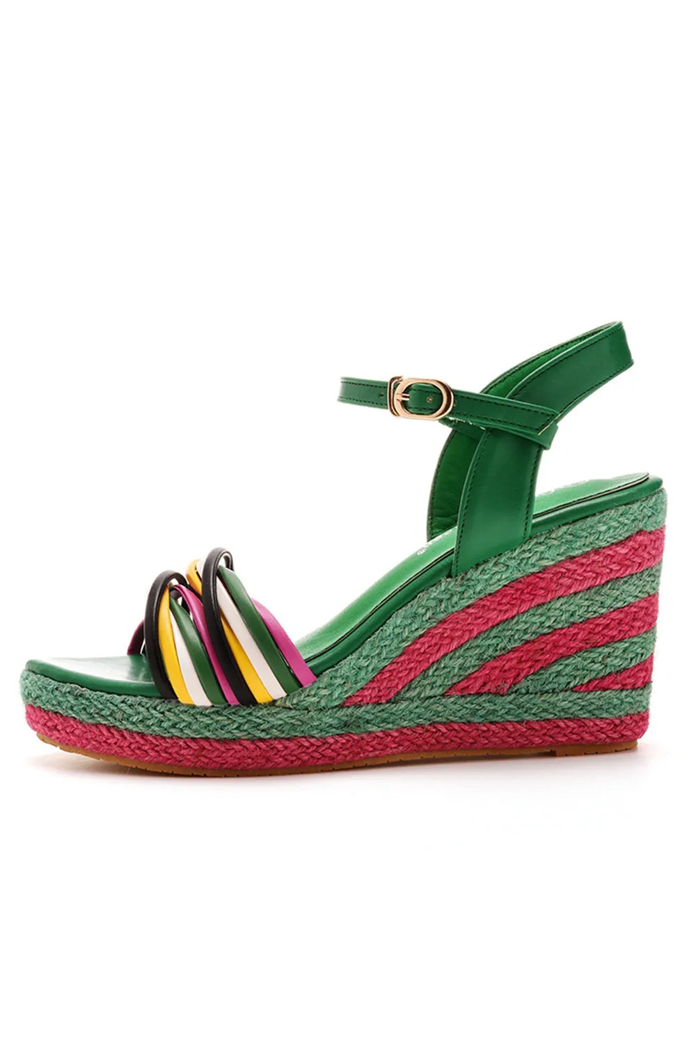 Bohemian Open Toe Platform Sandals Woven Straw Wedges