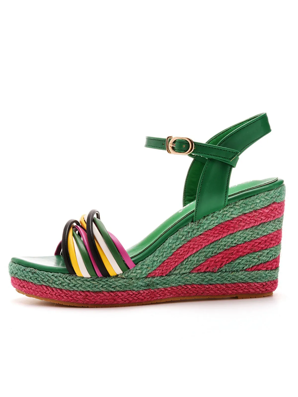 Bohemian Open Toe Platform Sandals Woven Straw Wedges