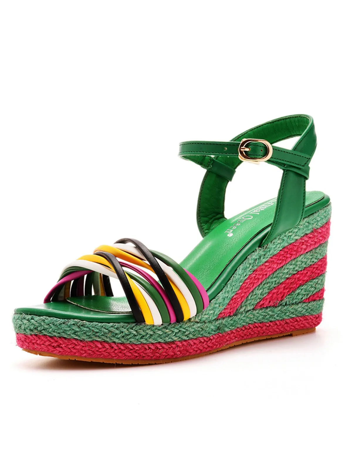 Bohemian Open Toe Platform Sandals Woven Straw Wedges