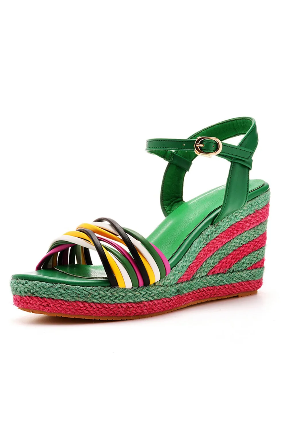 Bohemian Open Toe Platform Sandals Woven Straw Wedges