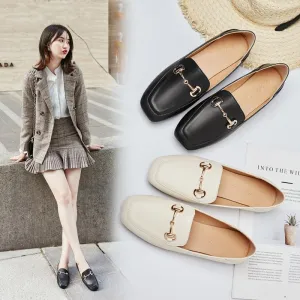 British Leather Square Toe Casual Flats