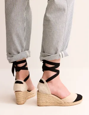 Cassie Espadrille Wedge-Oatmeal/ Black