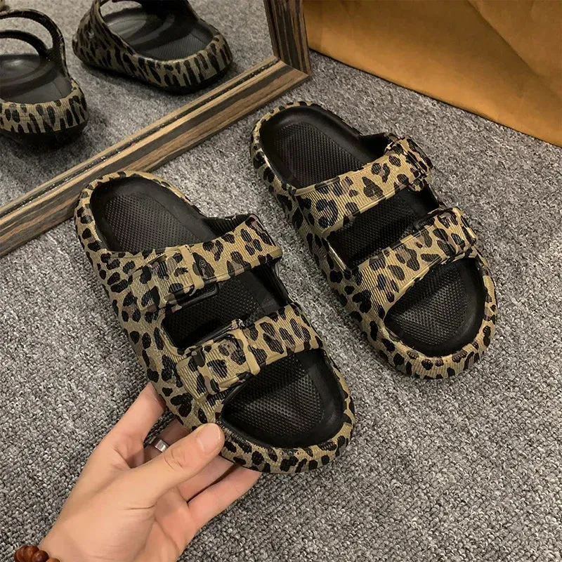 Chic Leopard Print Slides for Women