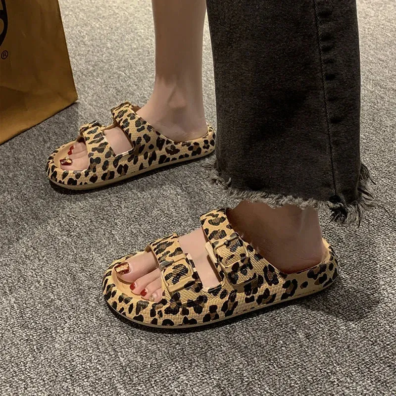 Chic Leopard Print Slides for Women