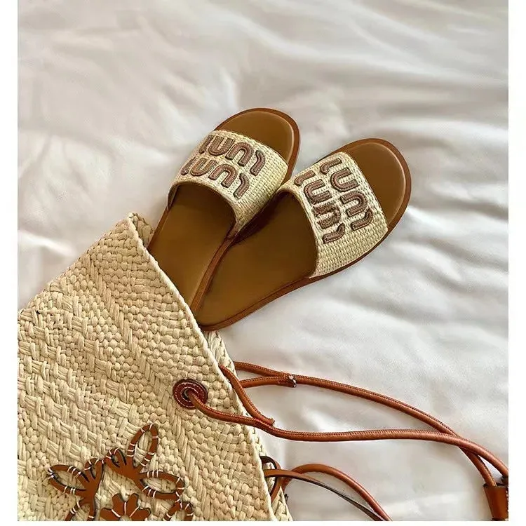 Chic Peep Toe Beach Slides for Women