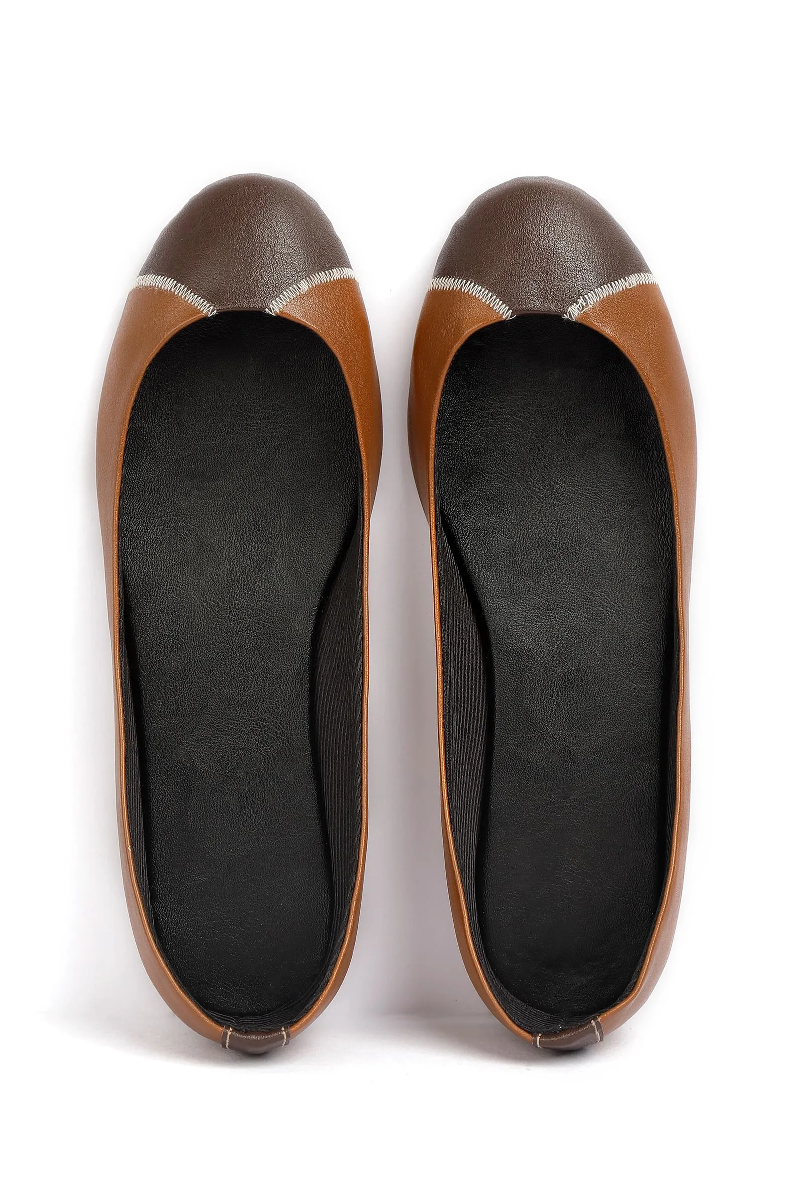 Chocolate Brown Cruelty Free Leather Flat Ballerinas