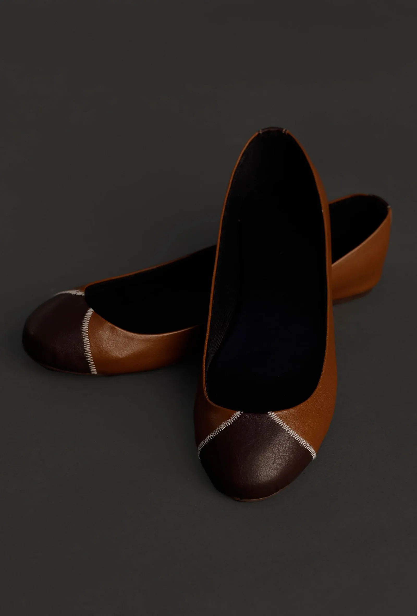 Chocolate Brown Cruelty Free Leather Flat Ballerinas