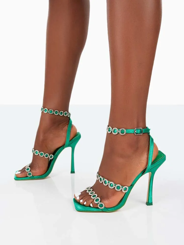 Diamante Square Toe Heels