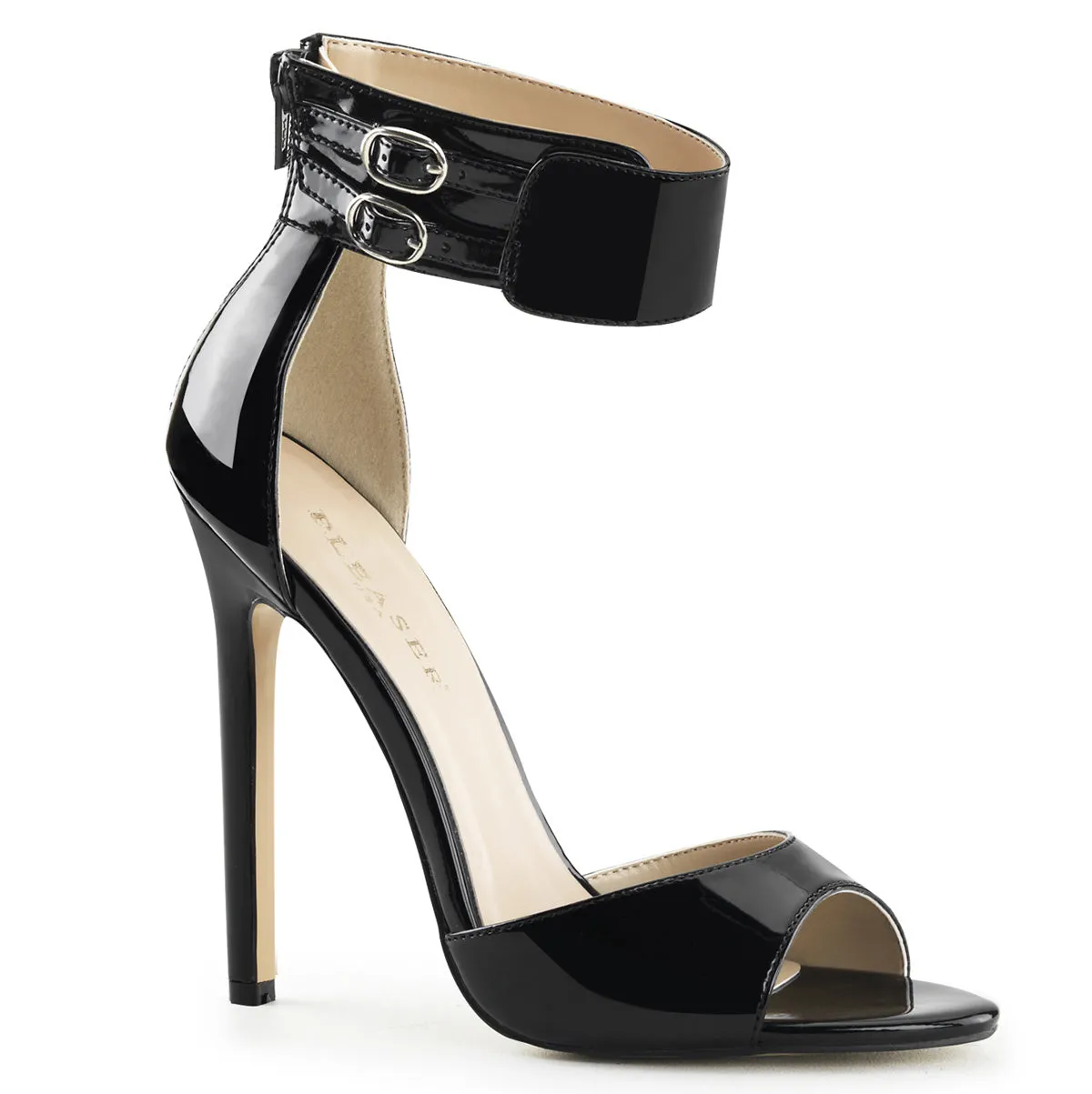 Dual Buckled Ankle Strap Sandals Black