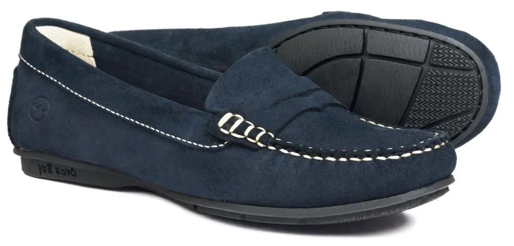 FLORENCE Ladies Navy Blue Suede Summer Loafer by Orca Bay