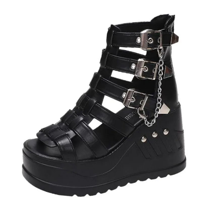 Funki Buys | Shoes | Women's Buckle Platform Gothic Sandals