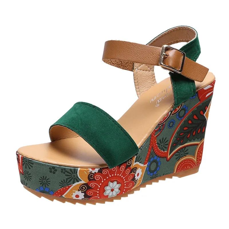 Funki Buys | Shoes | Women's Floral Platform Wedge Sandals