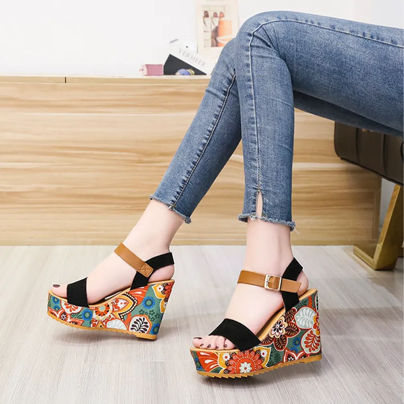 Funki Buys | Shoes | Women's Floral Platform Wedge Sandals