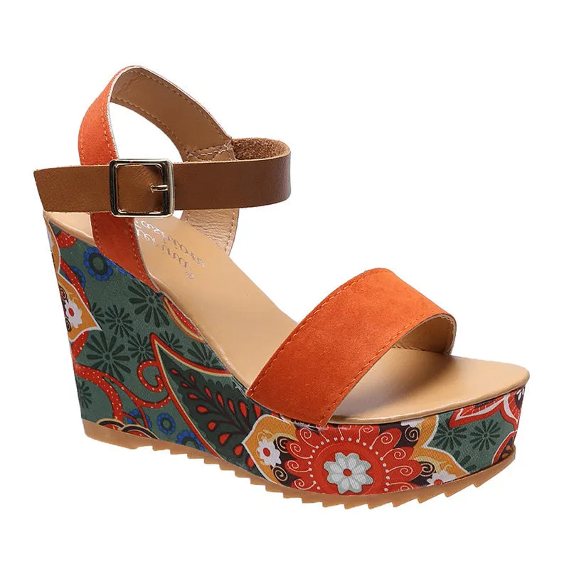 Funki Buys | Shoes | Women's Floral Platform Wedge Sandals