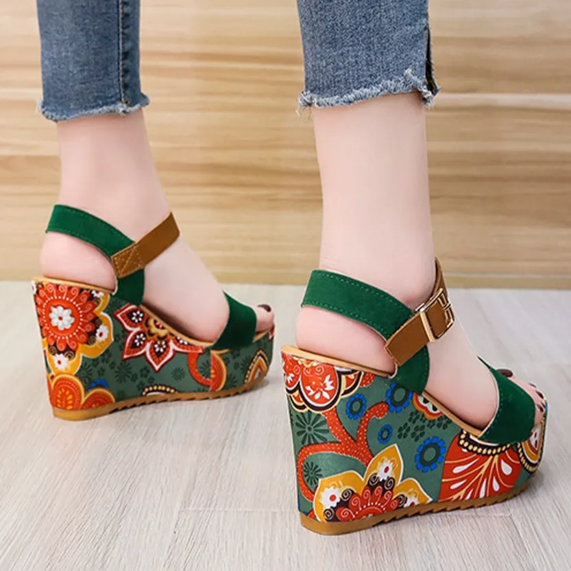 Funki Buys | Shoes | Women's Floral Platform Wedge Sandals