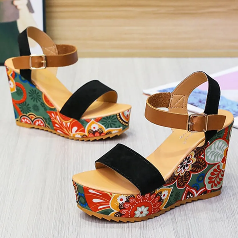 Funki Buys | Shoes | Women's Floral Platform Wedge Sandals