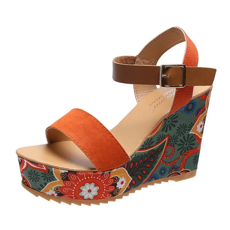 Funki Buys | Shoes | Women's Floral Platform Wedge Sandals