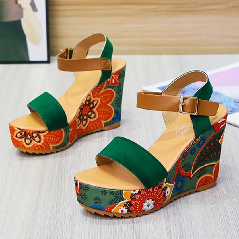 Funki Buys | Shoes | Women's Floral Platform Wedge Sandals