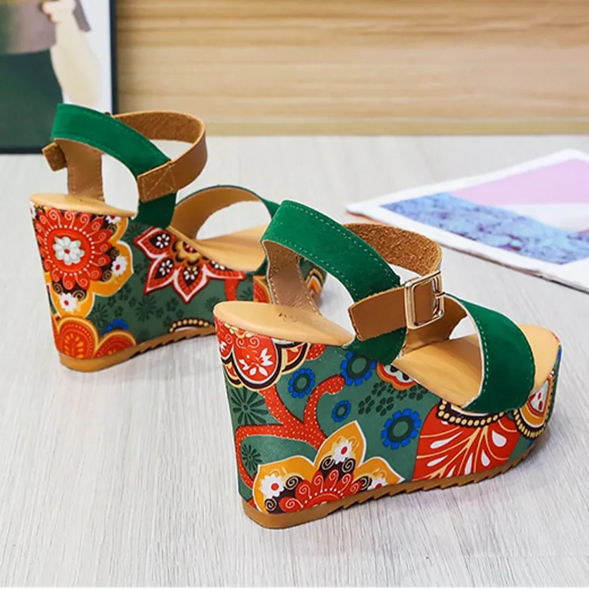 Funki Buys | Shoes | Women's Floral Platform Wedge Sandals