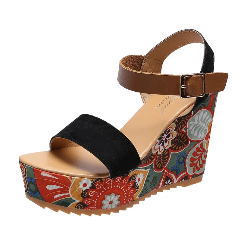 Funki Buys | Shoes | Women's Floral Platform Wedge Sandals