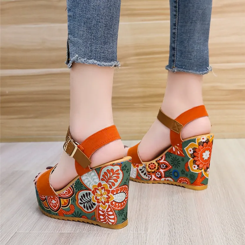 Funki Buys | Shoes | Women's Floral Platform Wedge Sandals