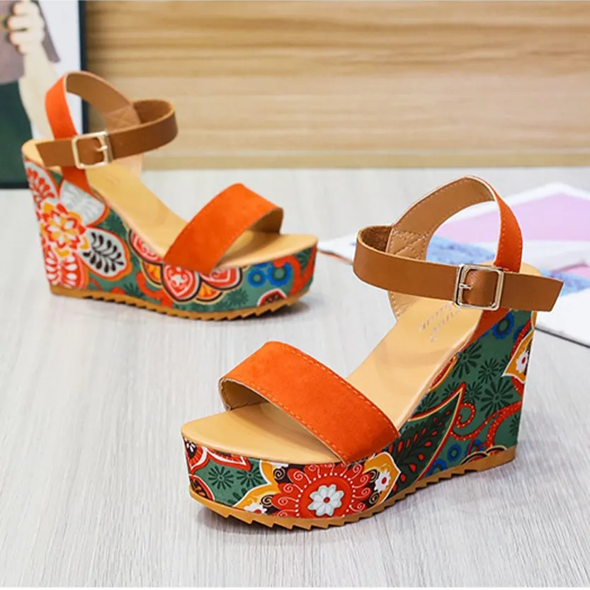 Funki Buys | Shoes | Women's Floral Platform Wedge Sandals