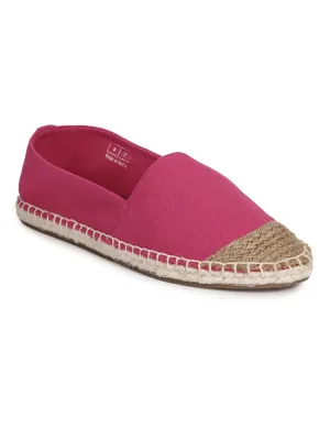 Fuschia Canvas Slip On Espadrilles