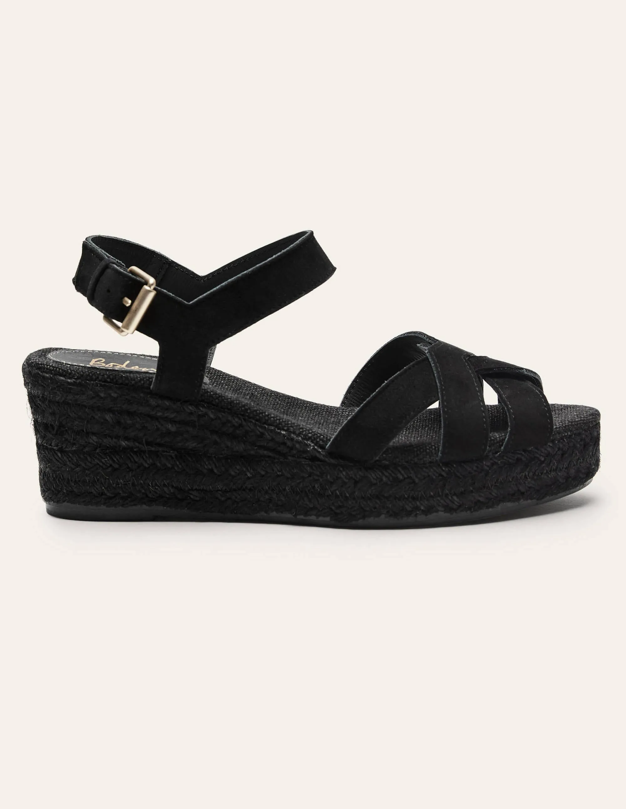 Geometric Espadrille Wedges-Black