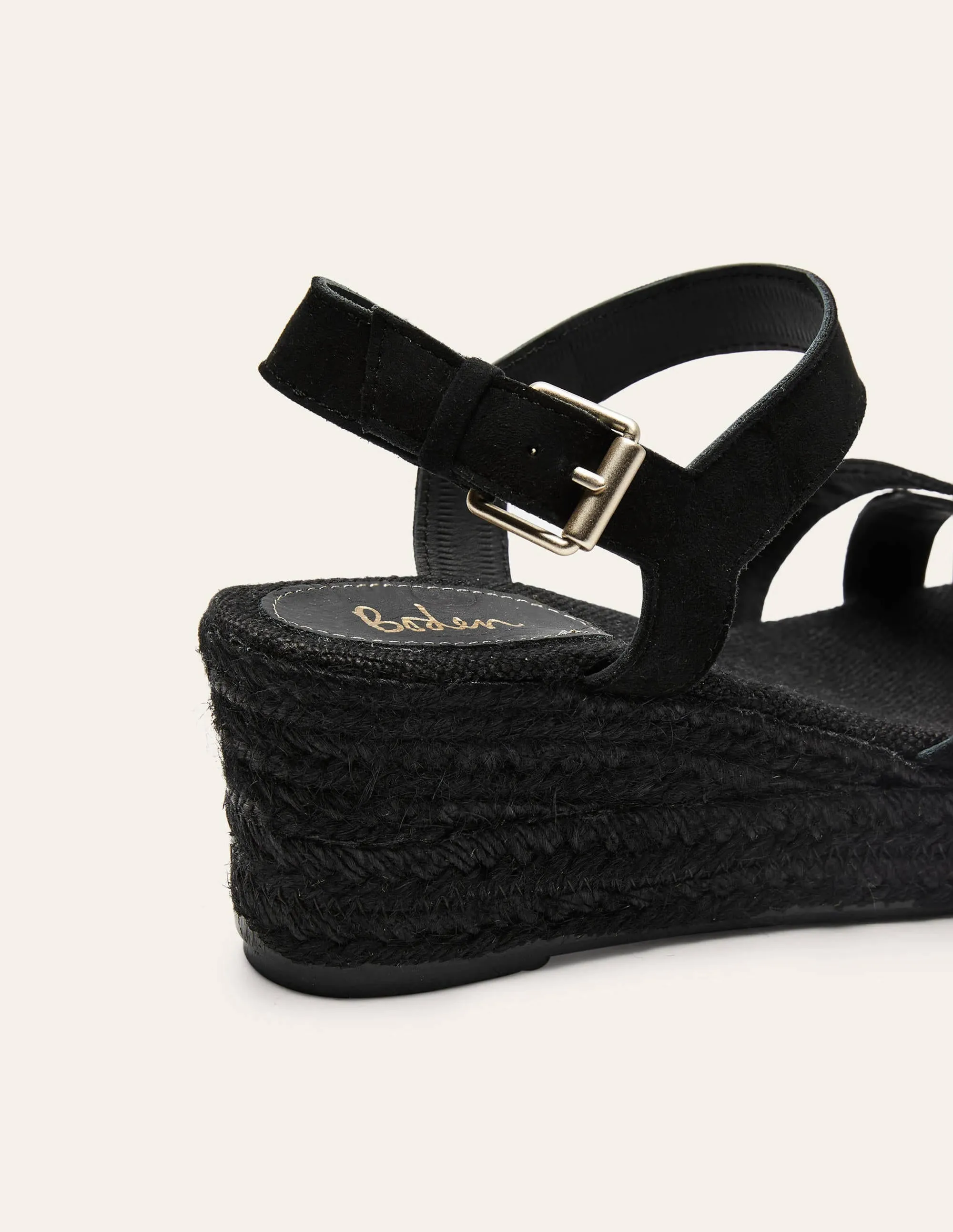 Geometric Espadrille Wedges-Black