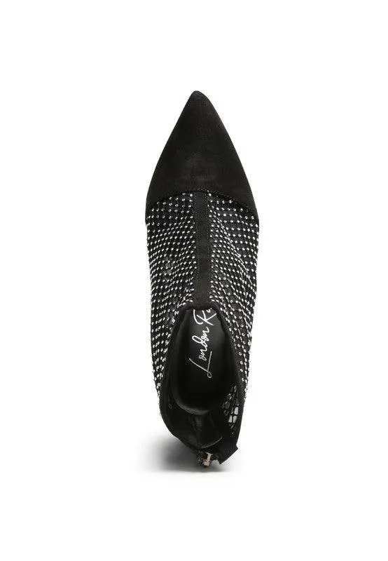 Jazz Rhinestone Embellished Mesh Stiletto Boots