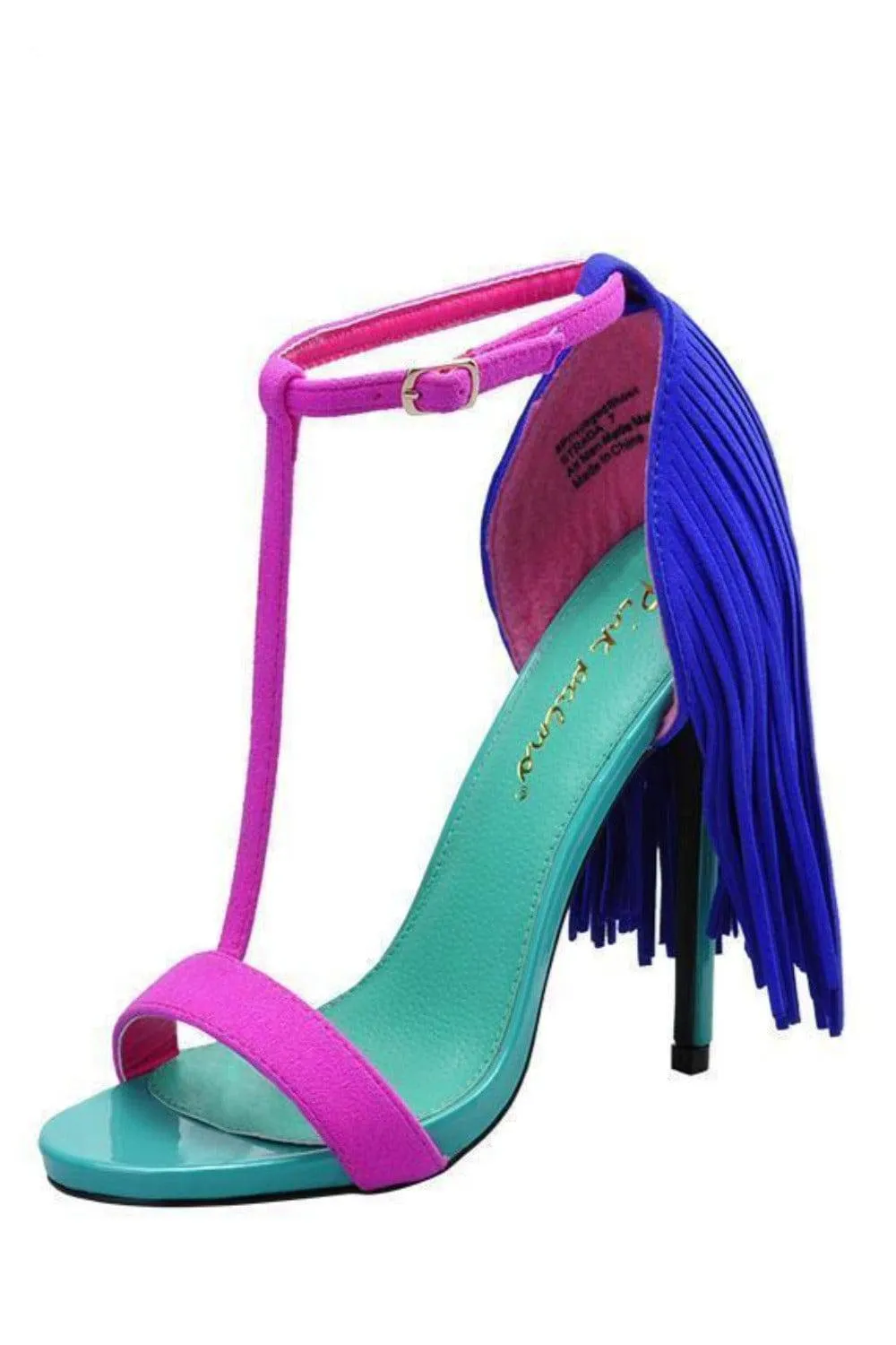 Lil Pop Blue Fringe High Heel Stiletto Sandals