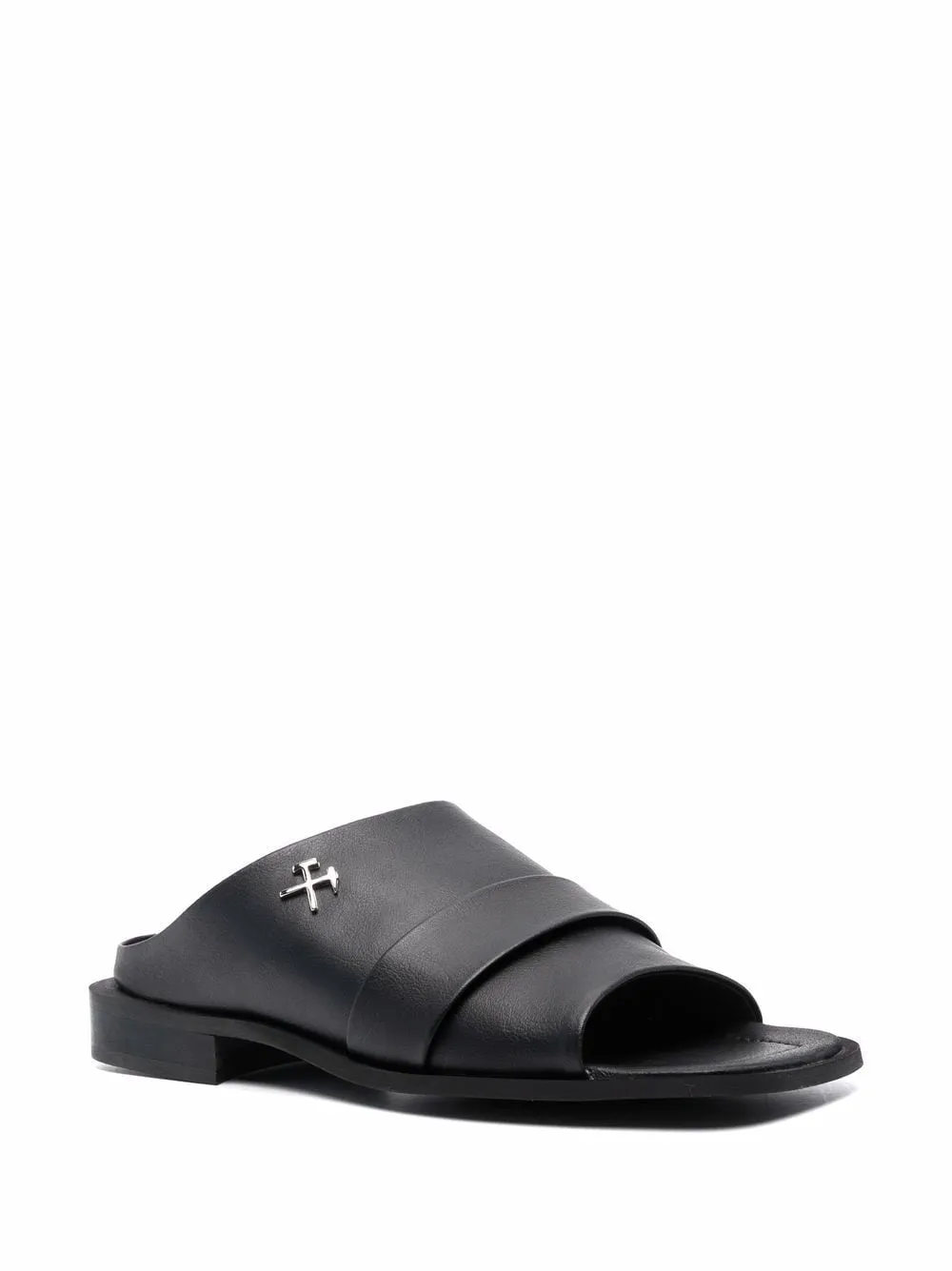 Logo-Plaque Faux-Leather Sandals