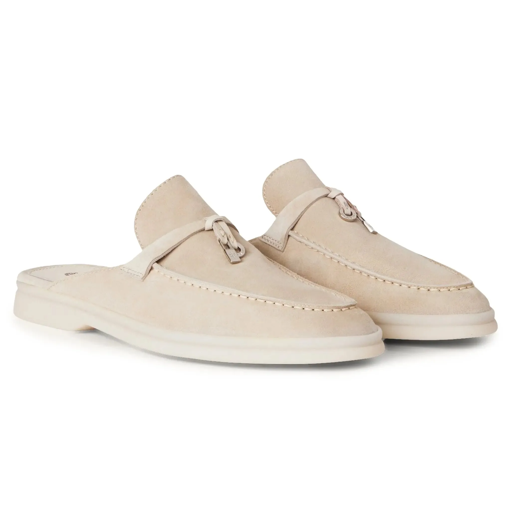 Loro Piana Babouche Summer Charms Walk Suede Linen Loafers