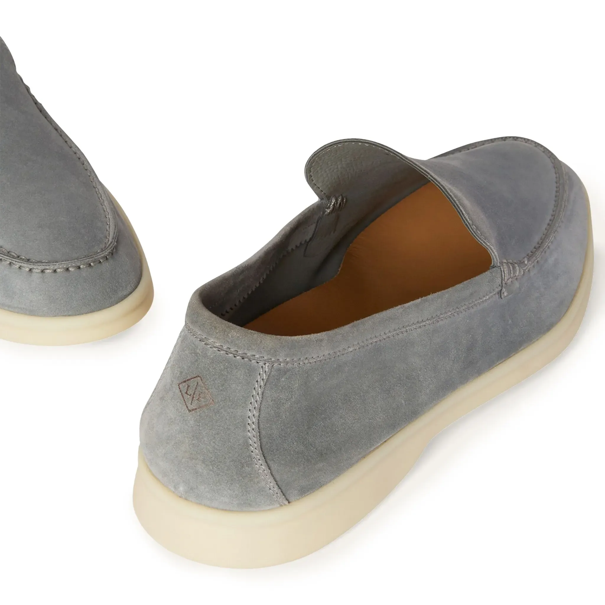 Loro Piana Summer Walk Suede Gull Grey Loafers