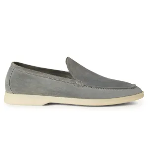 Loro Piana Summer Walk Suede Gull Grey Loafers