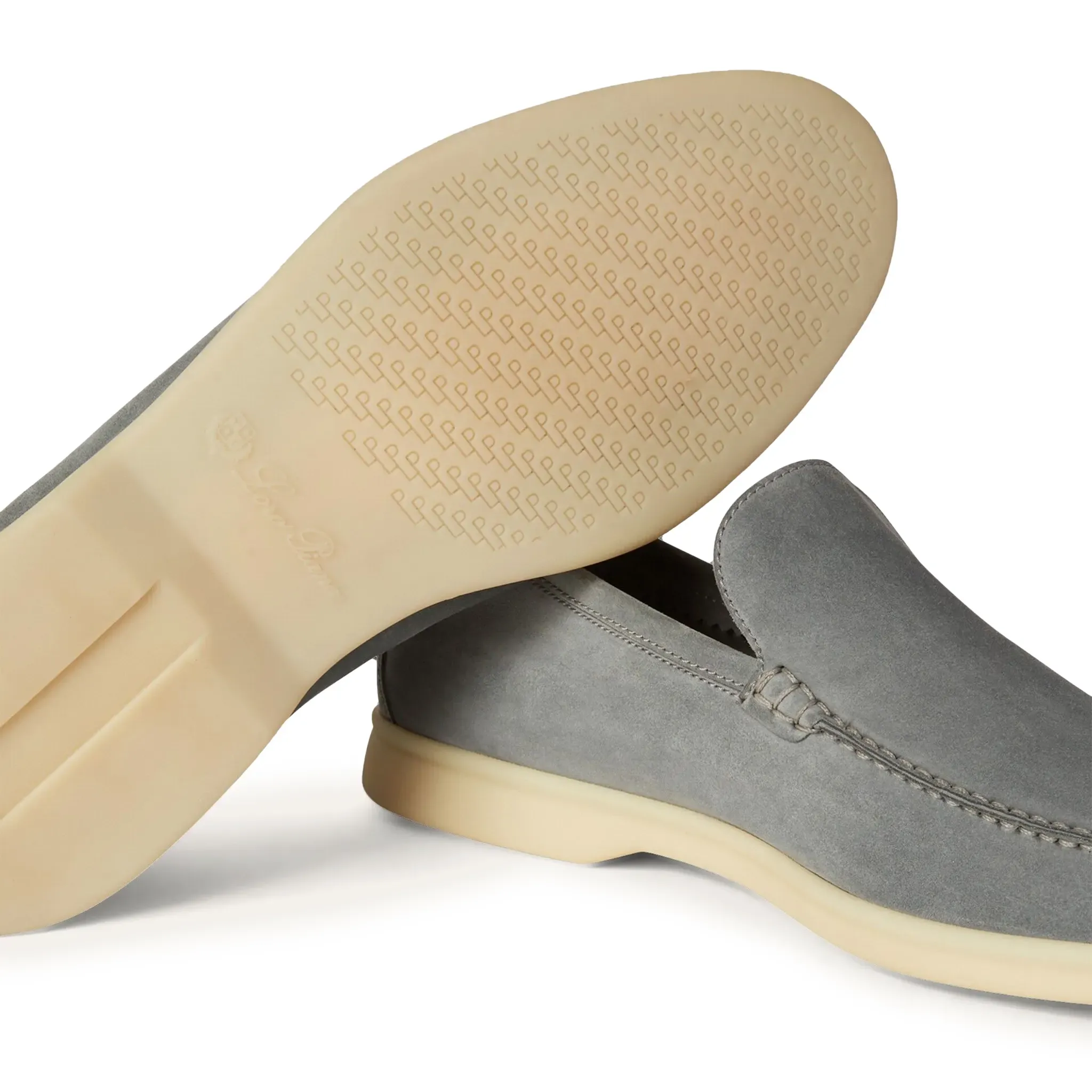 Loro Piana Summer Walk Suede Gull Grey Loafers