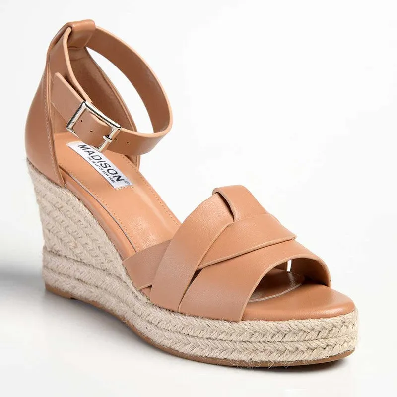 Madison Landry Closed Back Espadrille Wedge Sandal - Nude