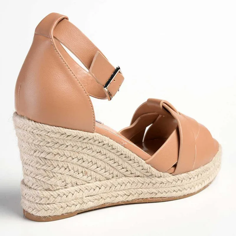 Madison Landry Closed Back Espadrille Wedge Sandal - Nude