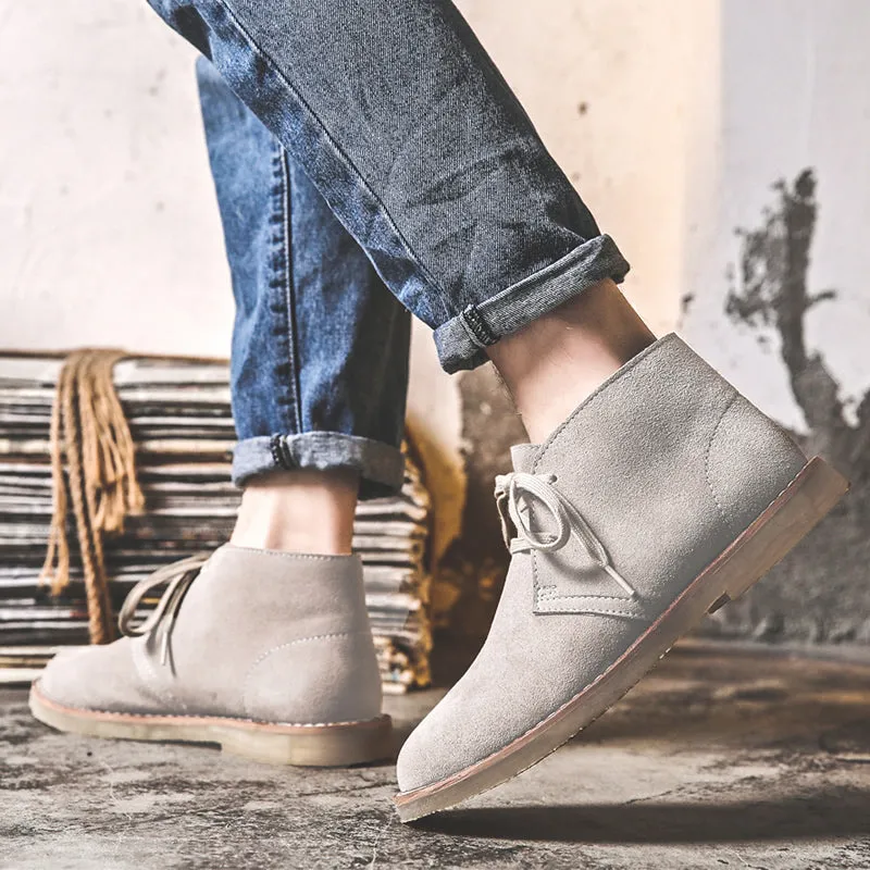 Men Spring Autumn Casual Solid Leather Ankle Boots